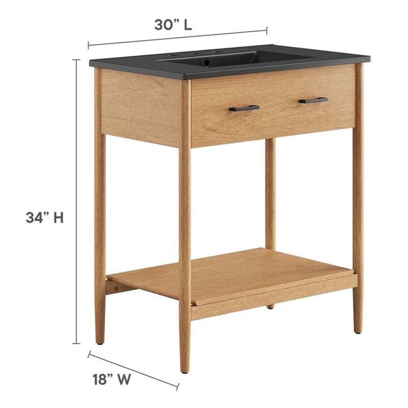 Modway EEI-6663-NAT-BLK Zaire 30" Bathroom Vanity, Natural Black image number 7