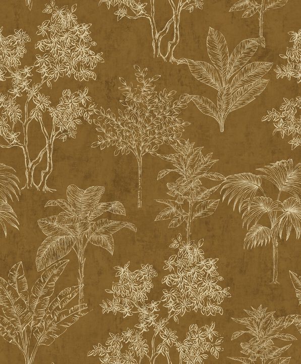 Zen Floating Foliage Gold Wallpaper DWP0361-04