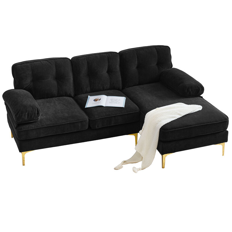 Whisen 82.6" Modern Sectional Sofas Couches Velvet L-Shaped Couches