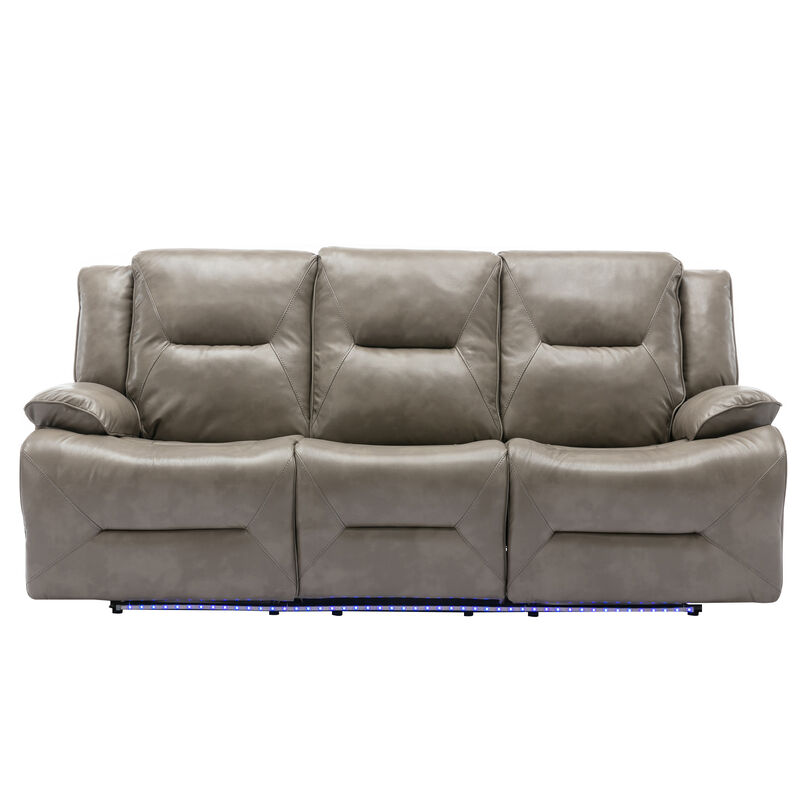 3 Seater Home Theater Recliner Manual Recliner Chair with a LED Light Strip Two Built-in Cup Holders for Living Room,Bedroom image number 0