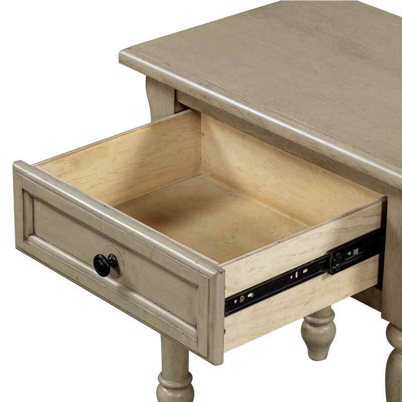 Solid Wood One-Drawer Nightstand for Nursery, Kid’s Room, Bedroom, Stone Gray
