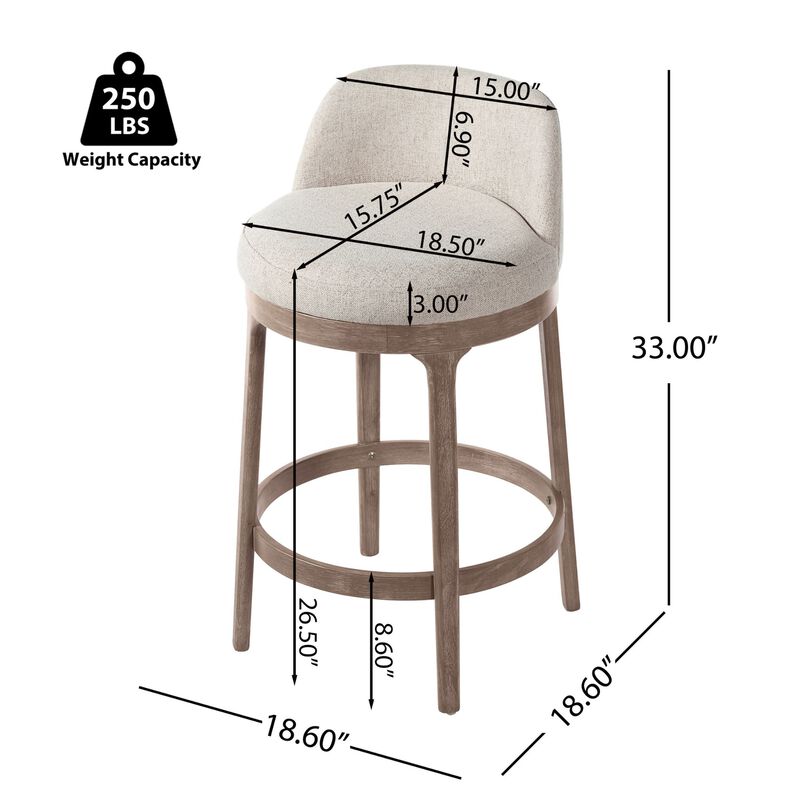 Christopher Knight Home Cecile Modern Rubberwood Upholstered Bar Stools (Set of 2) image number 2