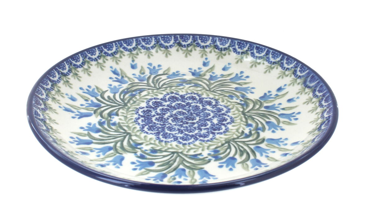 Blue Rose Polish Pottery Day Lily Bouquet Dessert Plate