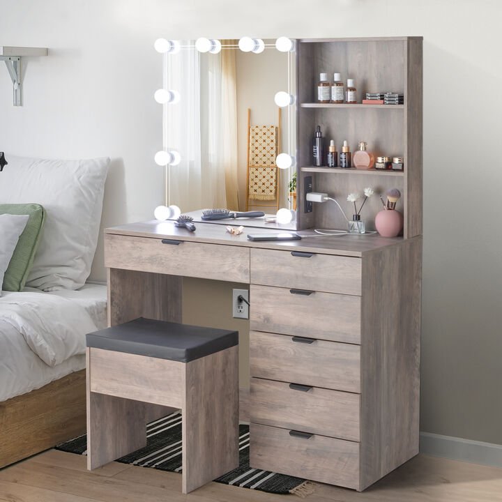 Mirror Cabinet Dressing Table Set – Stylish Vanity with Ample Storage and Built-In Mirror