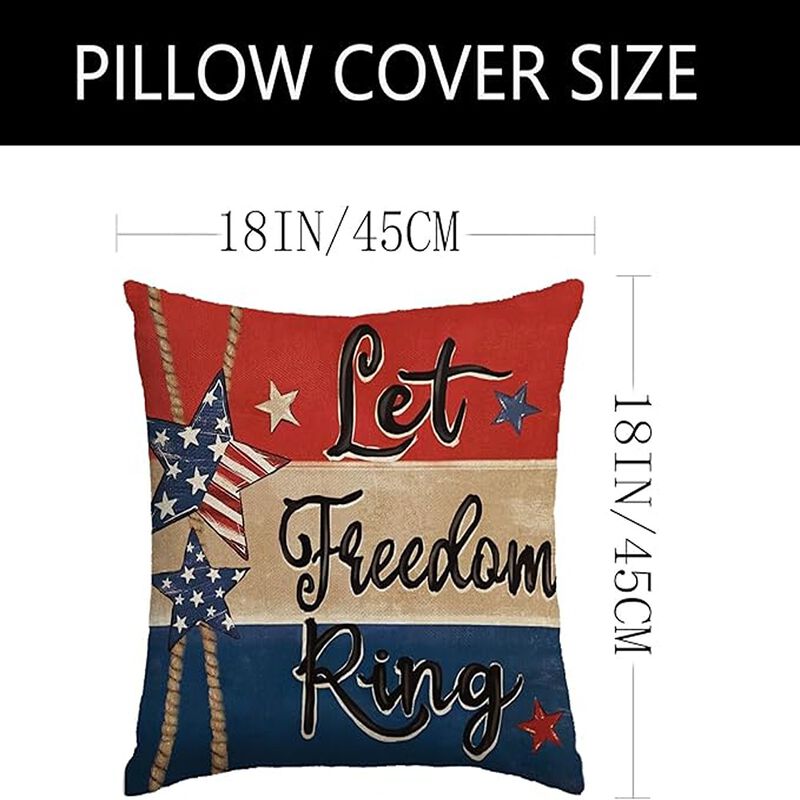 USA Flag Retro Fourth of July Cushion Case for Sofa Couch Decor image number 1