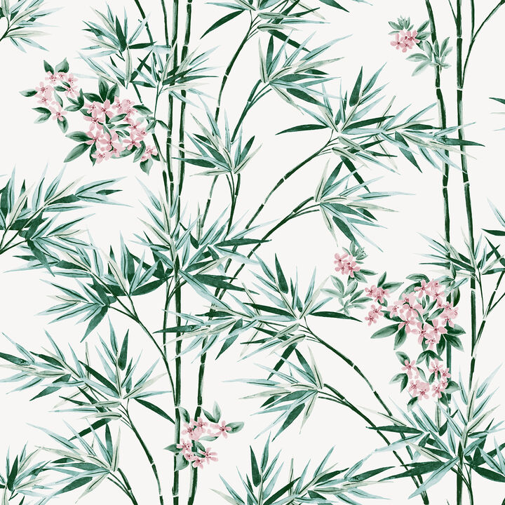 Ayumi White Glitter Bamboo Wallpaper