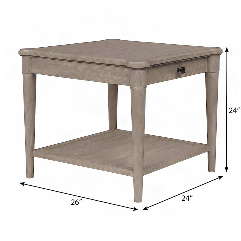 Rubberwood and Mindi Veneer End Table, Transitional Side Stand, Sand image number 3