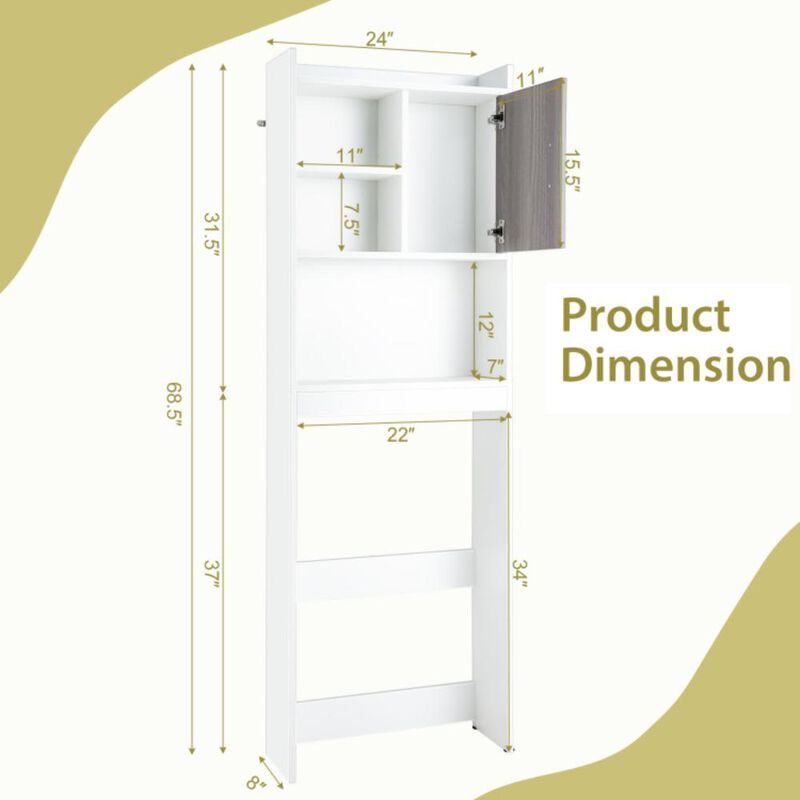 Hivvago 4-Tier Space-saving Toilet Sorage Cabinet with Open Shelves