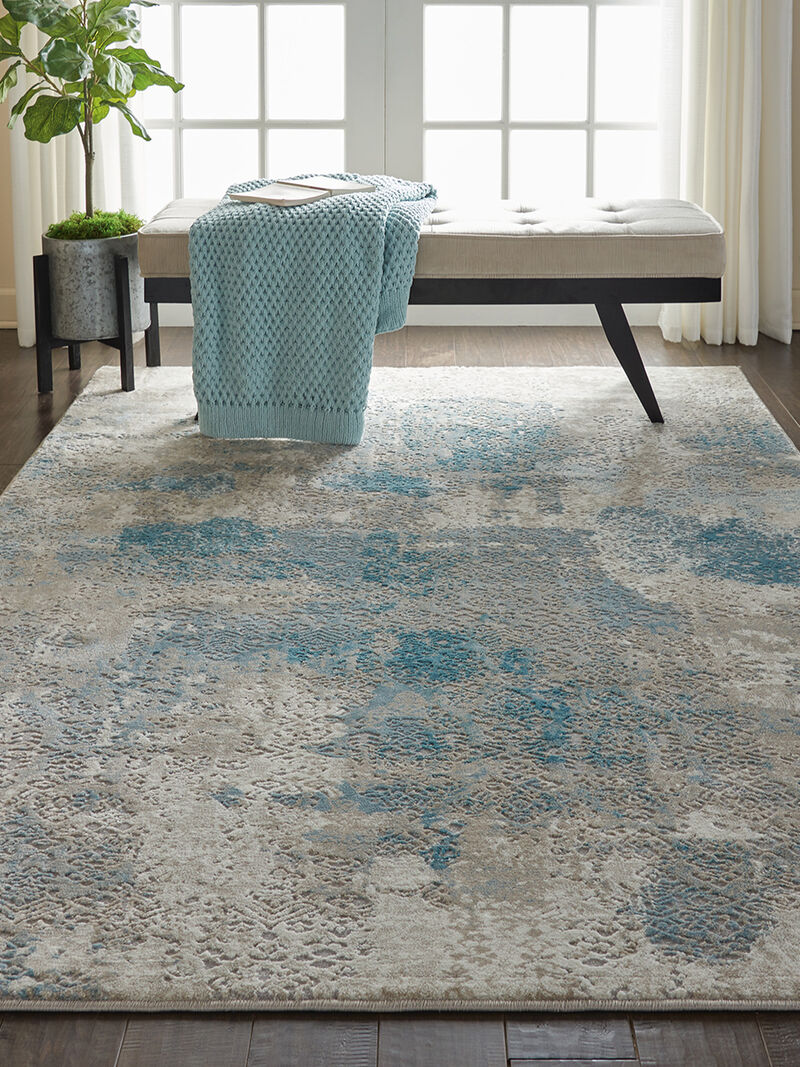Karma KRM07 Ivory/Light Blue 3'9" x 5'9" Rug