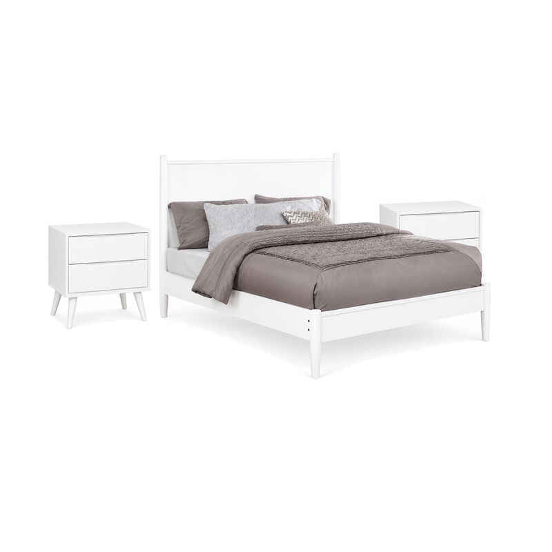 3pc King Bedroom Set, White Wood, 2 Nightstands image number 0