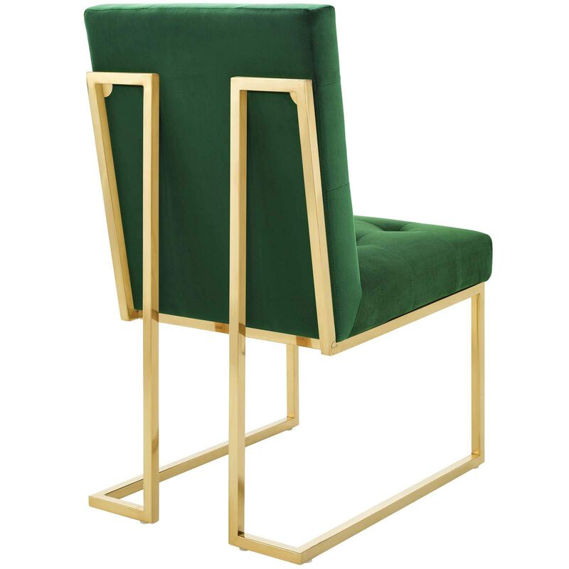 Privy Gold Stainless Steel Performance Velvet Dining Chair Set of 2 image number 4