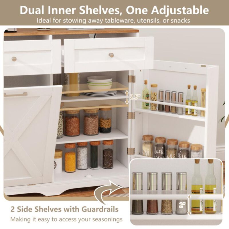 Hivvago Tilt Out Trash Can Cabinet with Outlets and Adjustable Shelf