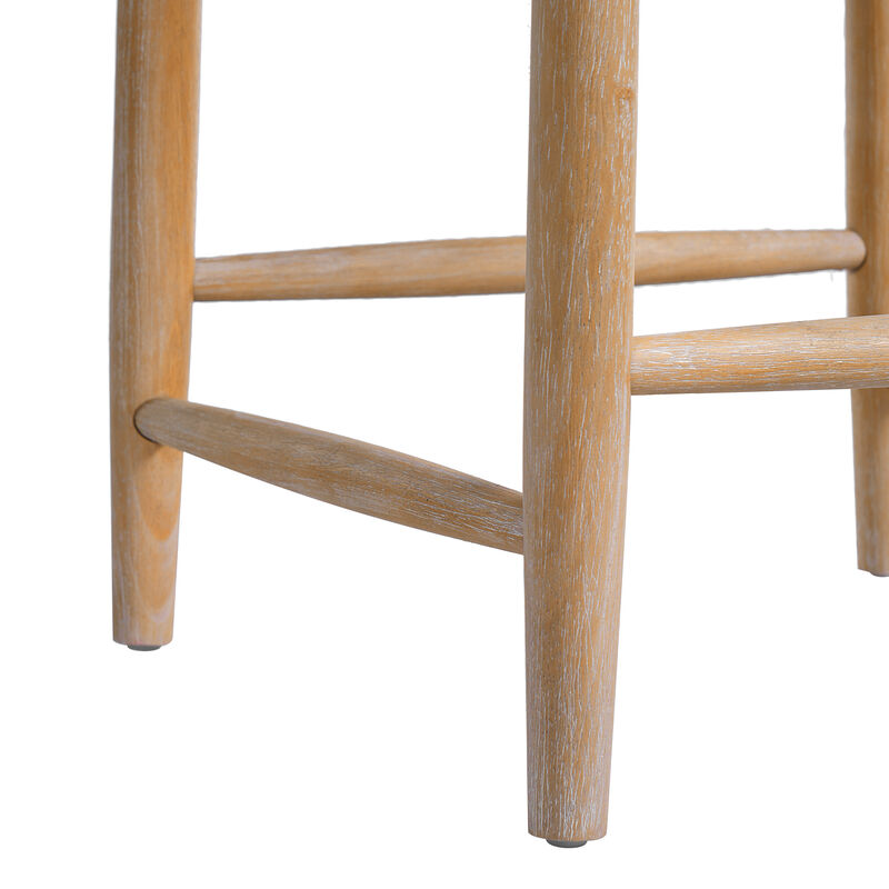 Christopher Knight Home Amelia Boho 25.8" Acacia Wood Backless Counter Stools with Wicker Woven Seat