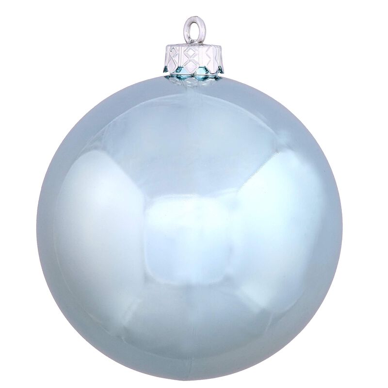 Vickerman Candy Finish Shatterproof Christmas Ball Ornament, UV Resistant with Drilled Cap, 4 per Bag, 6", Baby Blue image number 0