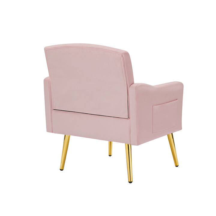Streamdale Velvet Armchair With Metal Legs