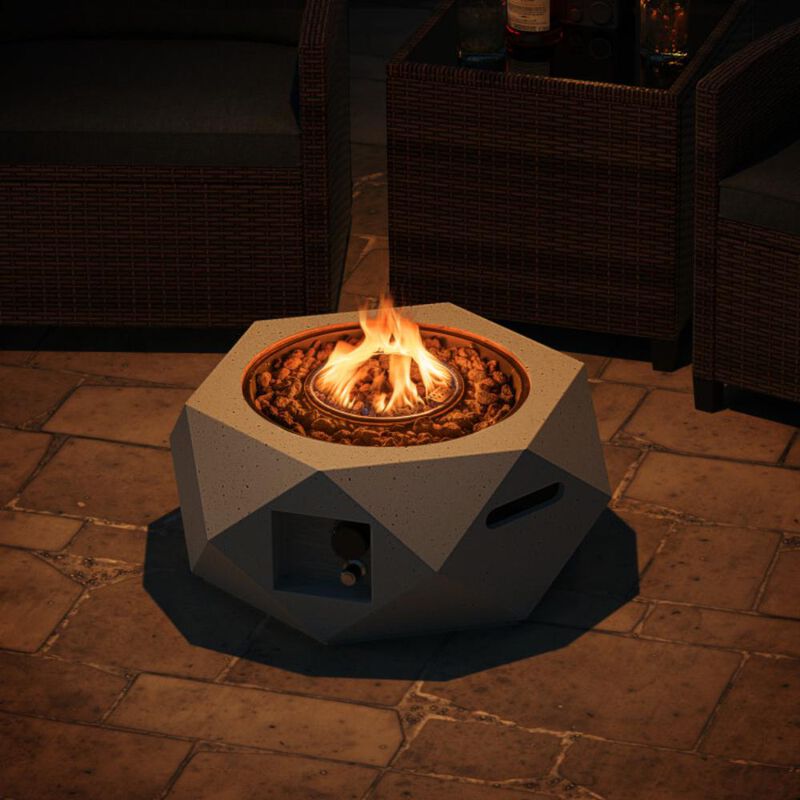 Hivvago 40000 BTU 28 Inch Hexagon Terrazzo Propane Fire Pit Table with Stainless Steel Burner