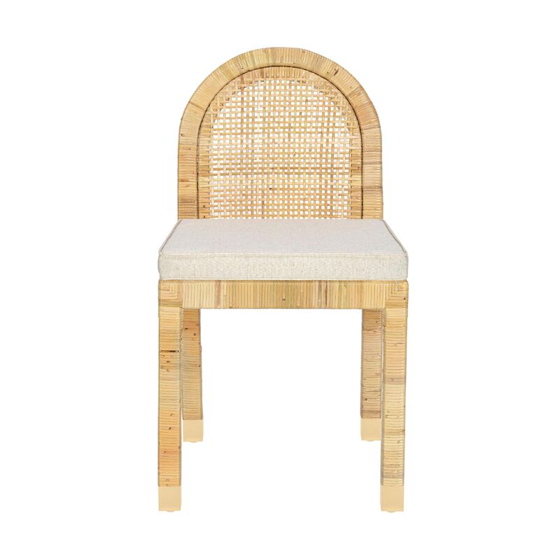Casafoyer Amara Natural Rattan and Performance Fabric Arched Back Dining Chair image number 4
