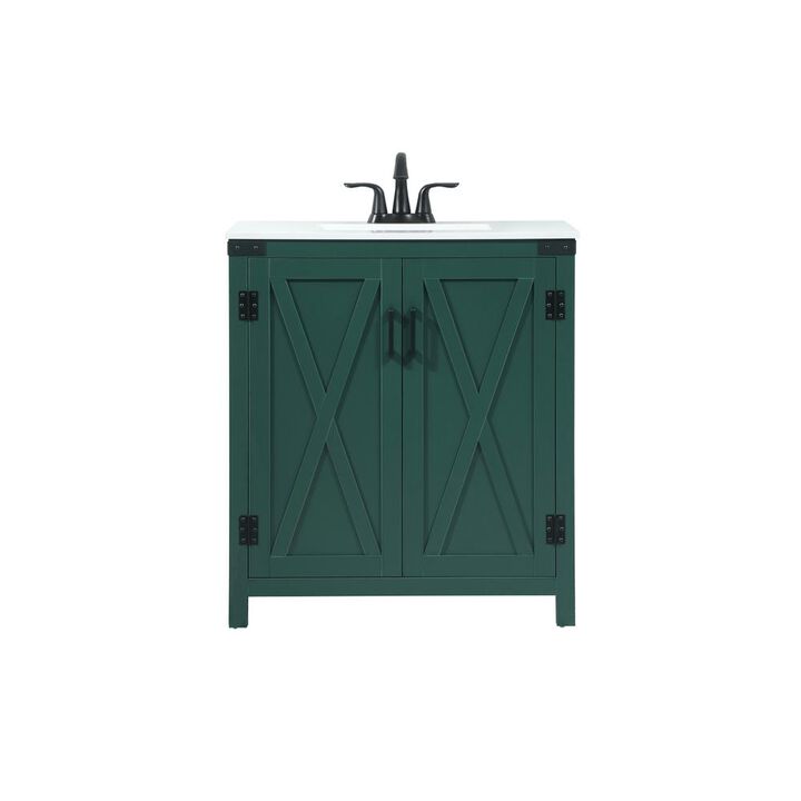 Elegant Kitchen and Bath 30 inch Single bathroom vanity in green