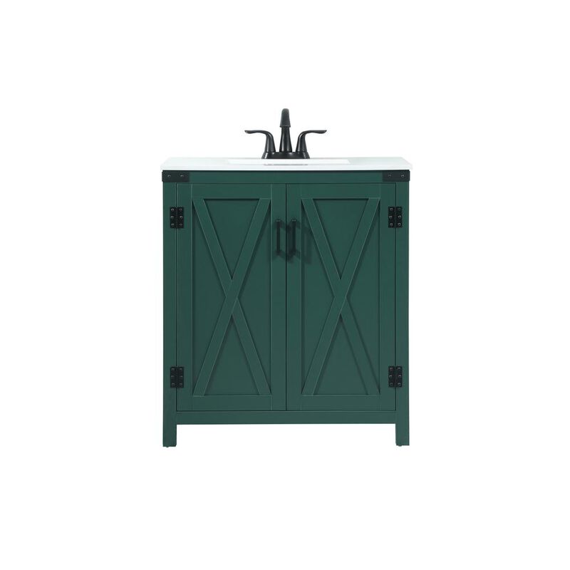 Elegant Kitchen and Bath 30 inch Single bathroom vanity in green