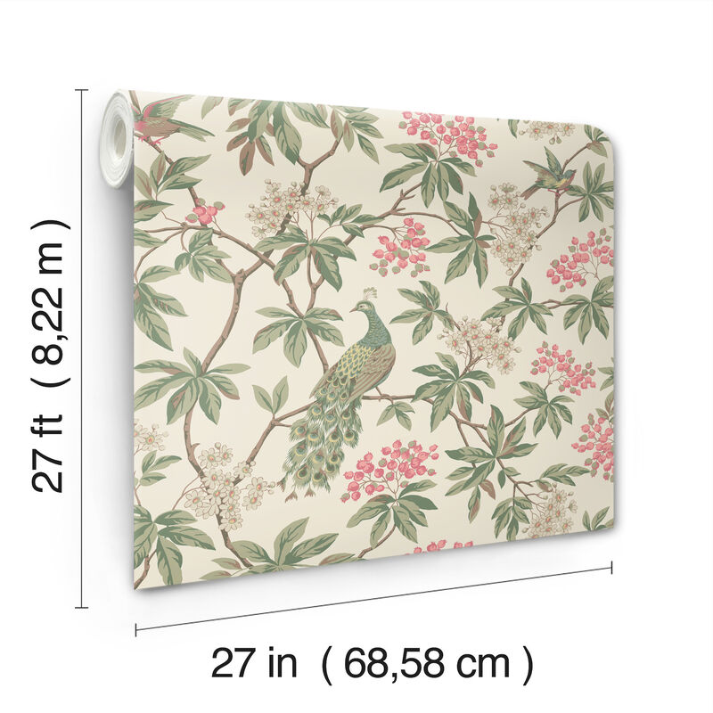 Peacock Estate Cream Wallpaper (Set of 2) image number 2