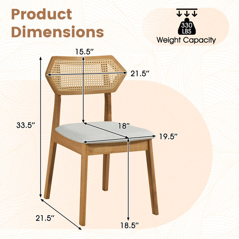 Set of 4 Dining Chairs with Rattan Back for Dining Room and Kitchen image number 2