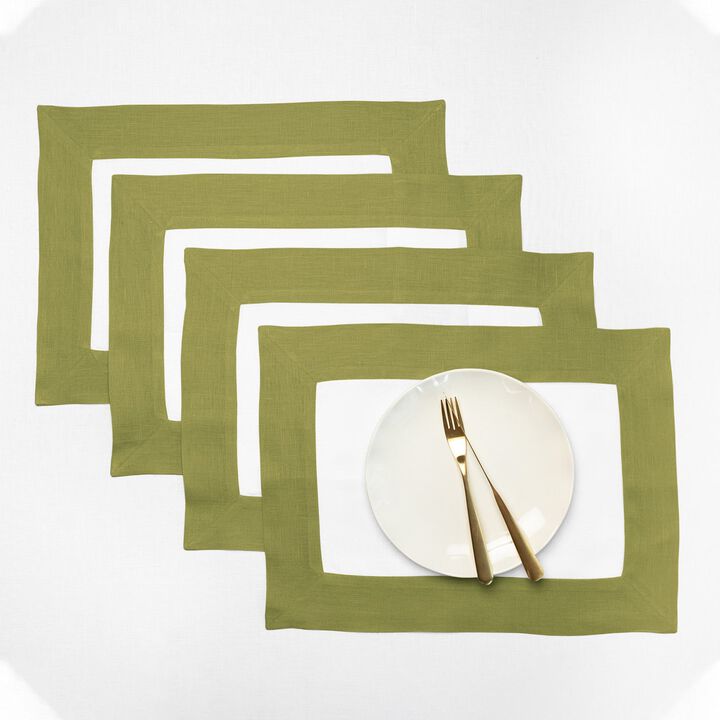 Solino Home 100% Pure Linen Placemats 14 x 19 Inch Set of 4 - Contempo