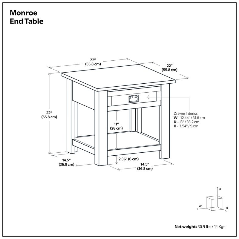 Monroe SOLID ACACIA WOOD 22 inch Wide Square Rustic End Table in Rustic Natural Aged Brown