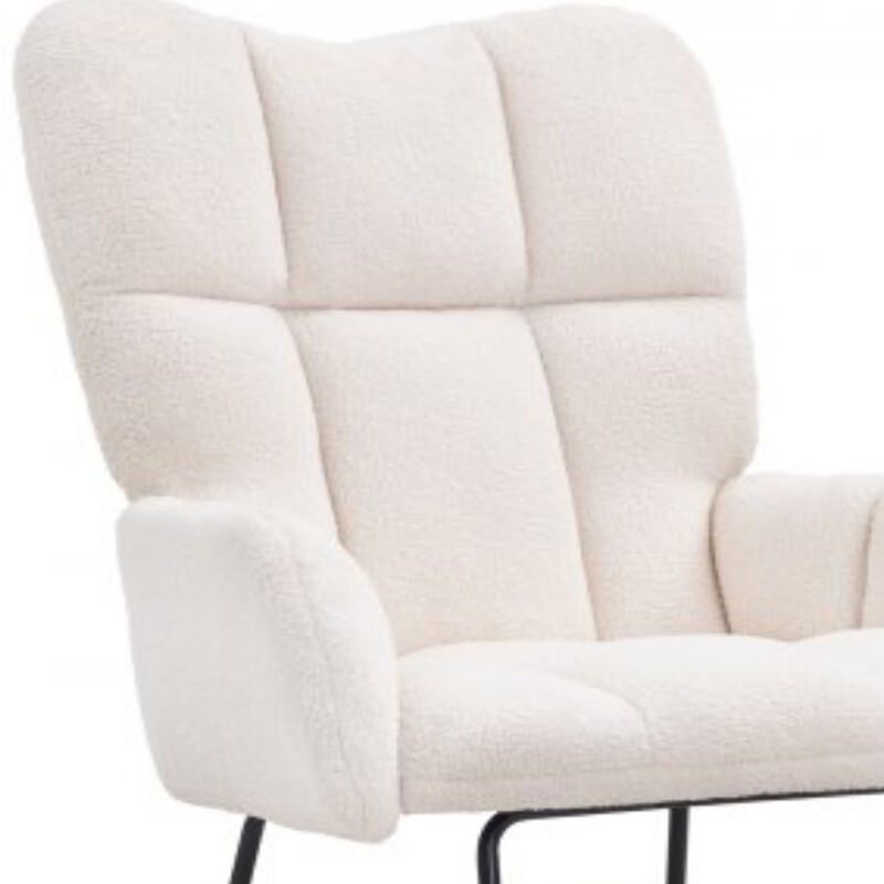 Upholstered Rocking Chair &ndash; Electric Nursery Glider with High Backrest, Teddy Fabric Comfort Rocker for Living Room or Baby Room image number 3