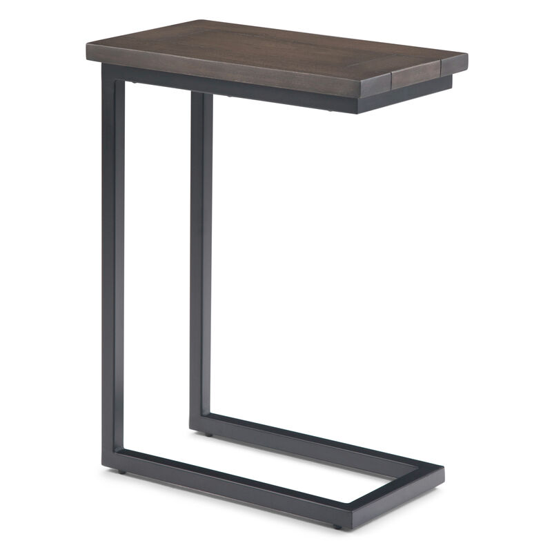 Skyler 18 inch Wide Solid Mango/Metal Industrial C Side Table in Walnut Brown/Black, Assembled