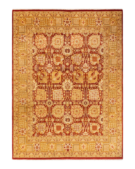 Eclectic, One-of-a-Kind Hand-Knotted Area Rug  - Orange, 8' 0" x 10' 9"