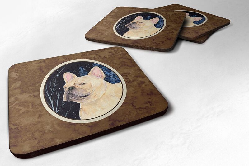 Caroline's Treasures SS8441FC Starry Night French Bulldog Foam Coasters Set of 4 (Set of 4), 3.5 H x 3.5 W, Multicolor image number 0