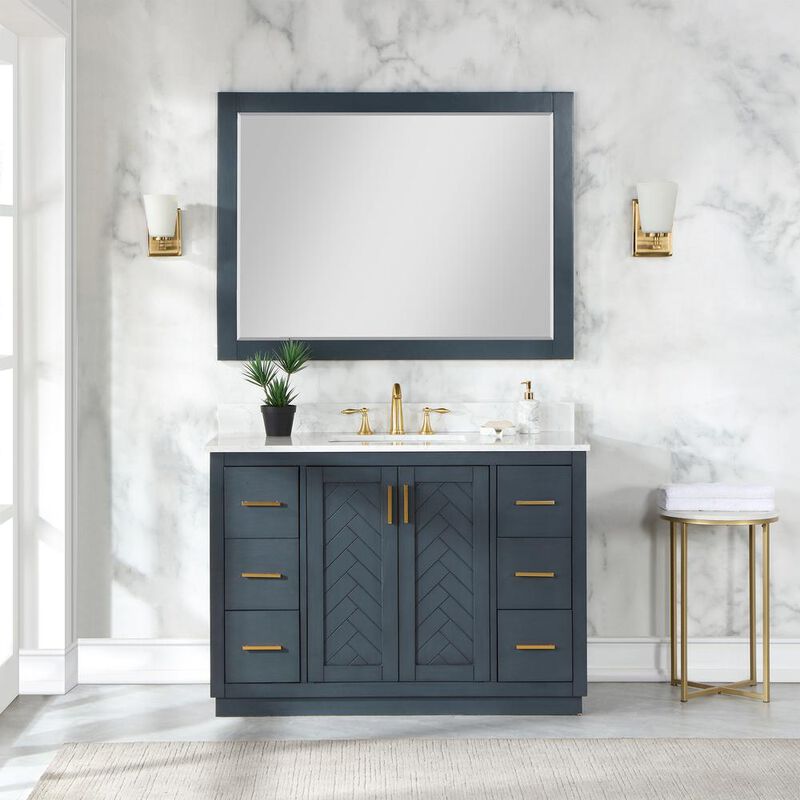 Altair 48 Rectangular Bathroom Wood Framed Wall Mirror in Classical Blue