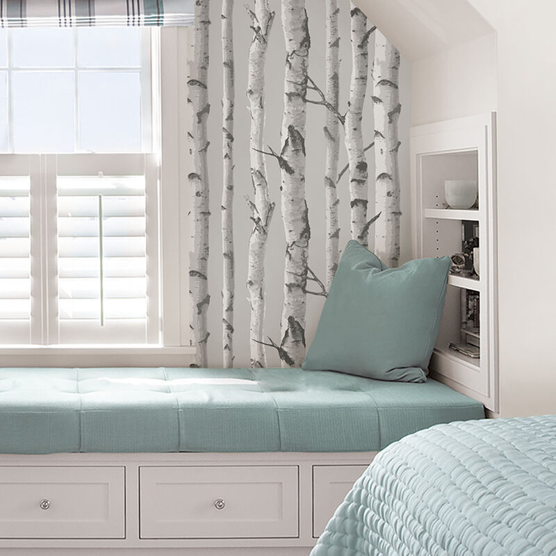 Grey Birch Tree Peel & Stick Wallpaper image number 2