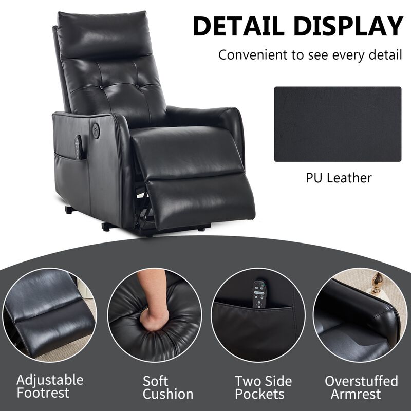Faux Leather Power Lift Recliner Chair 155&deg; Recliner with Massage Heat & USB image number 7