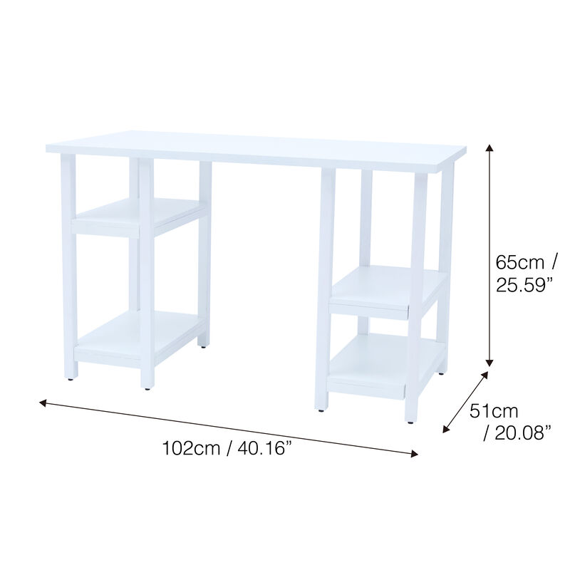 Fantasy Fields -  Kids wooden Desk & Chairs set with shelves on the side  - White