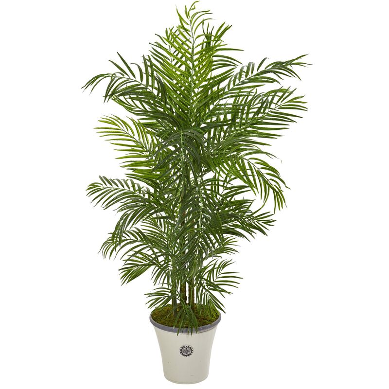 Nearly Natural 6-ft Areca Palm Tree in Planter UV Resistant (Indoor/Outdoor)