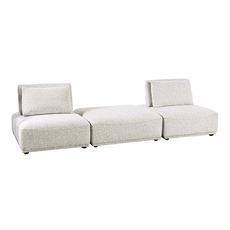 Stavan 2 Seat Modular Sofa, Square Ottoman Gray Boucle Adjustable Back