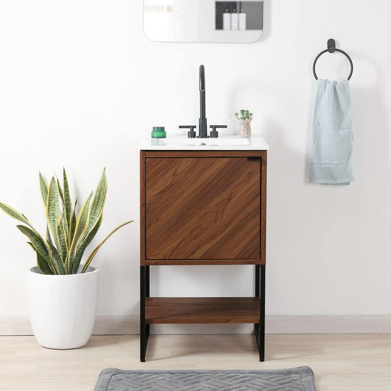 Juhl 20 in. W x 18 in. D x 33 in. H Chevron-Front Modern Minimalist 2-Shelf Bath Vanity Cabinet Only (Sink Basin Not Included)