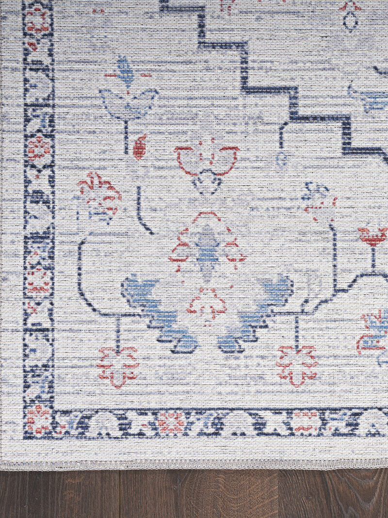 Machine Washable Series 1 SR110 Ivory/Blue 2'2" x 10' Rug