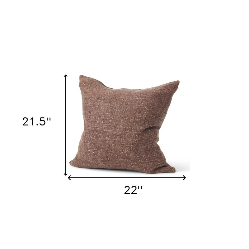 HomeRoots 22" Brown Linen Throw Pillow Cover with Texture image number 3