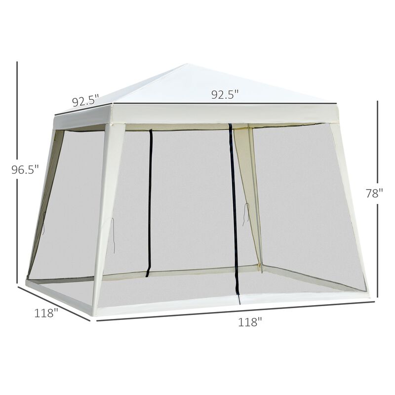 10'x10' Outdoor Party Tent Canopy with Mesh Sidewalls, Patio Gazebo Sun Shade Screen Shelter, Beige