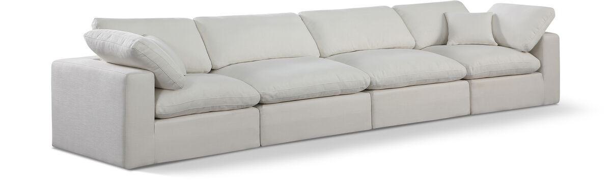Meridian Furniture Comfy Cream Linen Textured Fabric Modular Sofa