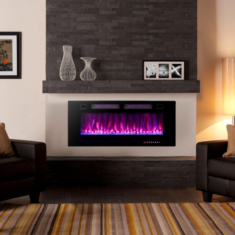 Hivvago 60-Inch Electric Fireplace with Decorative Crystals &ndash; Ultra-Thin Design"