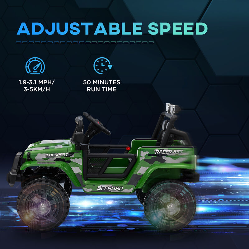 BreeBe 12V Ride on Car, Ride on Truck w/ Remote, 4 Suspension Wheels, 3 MPH Max Speed, Music, Horn & Lights image number 5