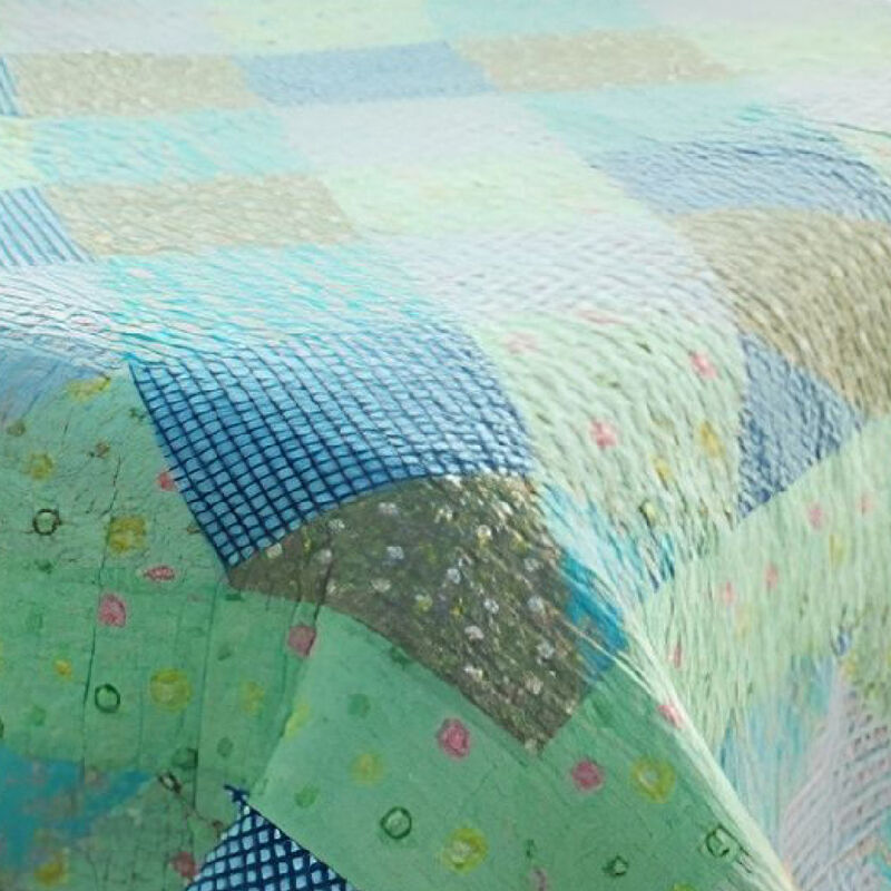 Colorful Glamor Queen 3PC Cotton Quilted Printed Bedding Set Soft Lightweight Quilt Set image number 2