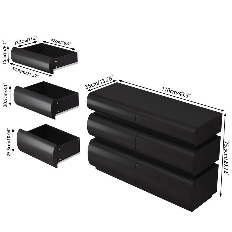 6 Drawer Dresser for Bedroom, White Dresser No Handle, Modern 6 Chest of Drawers with Wide Storage image number 4