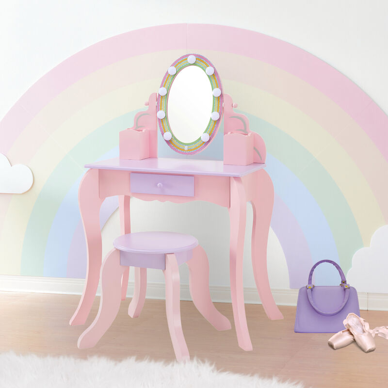 Little Princess Rapunzel Vanity with LED Mirror, Pink image number 7