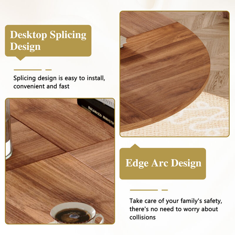 Whisen 47.3" Round Dining Table, MDF Metal for Home Kitchen Restaurant image number 5