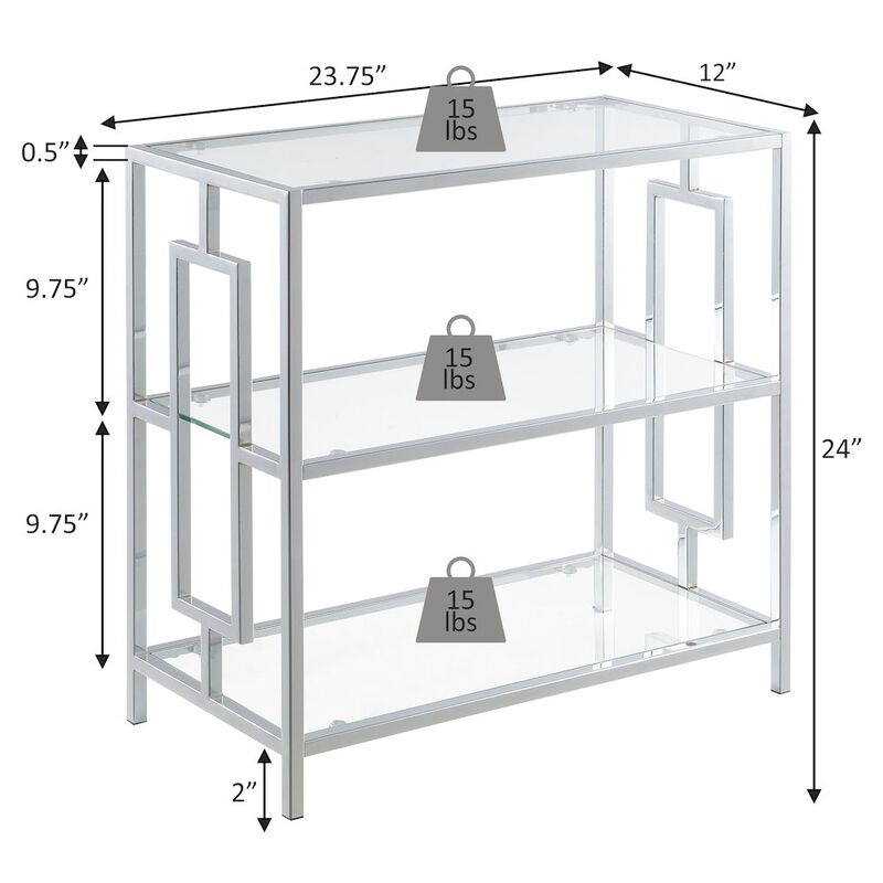 Convenience Concepts Town Square Chrome 3 Tier Chairside End Table