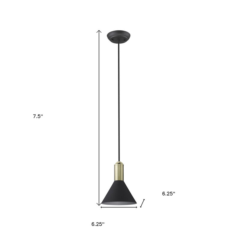 Hivvago Matte Black and Gold Conical Pendant Hanging Light